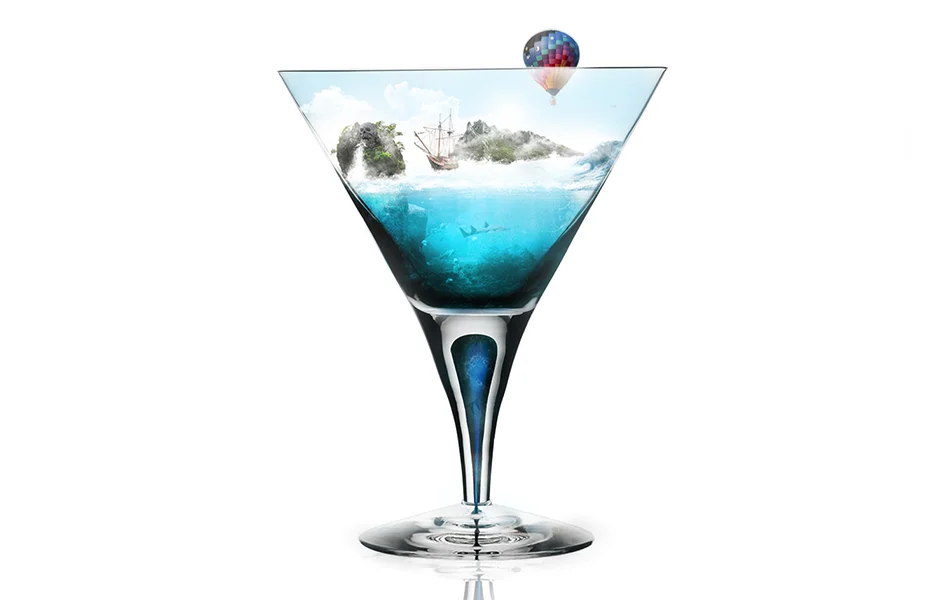 Water in glass montage